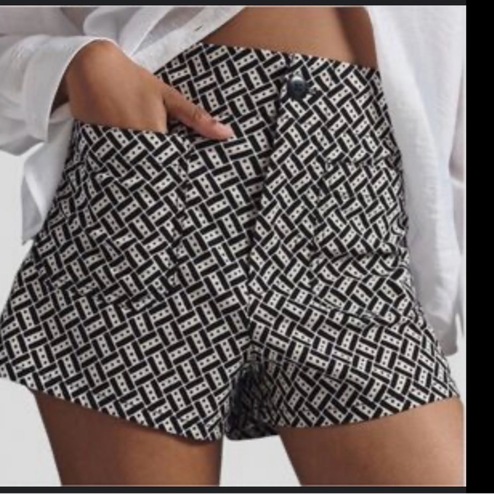 Maeve by Anthropologie The Colette Geometric Black and White Shorts